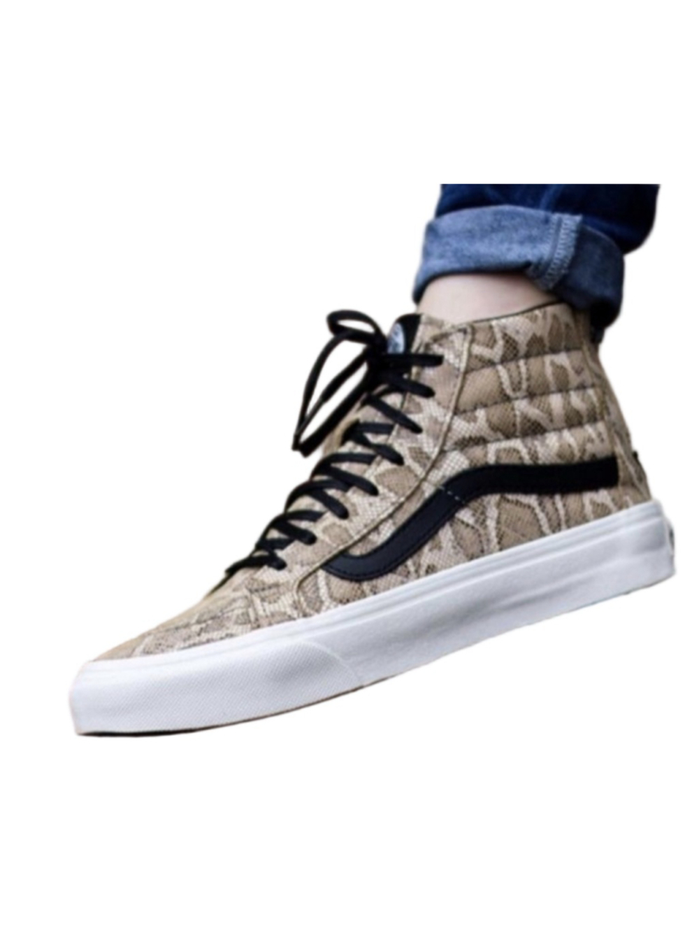NWT Vans Sk8 Hi Top Classic Tan Snake print size men's 5.5 women's 7